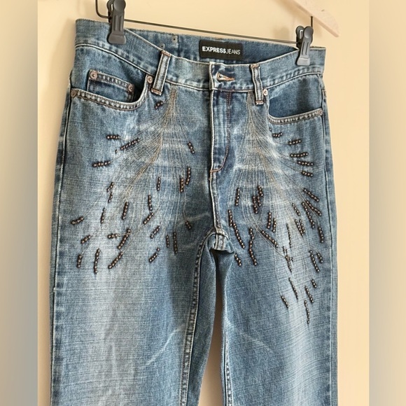 Express Women’s Boot Cut Jeans with Beaded Detail - Size 5/6 Rare - Picture 4 of 11